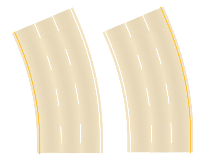 Easy Streets N - Aged Concrete-Broad Curve 3 Lane Interstate