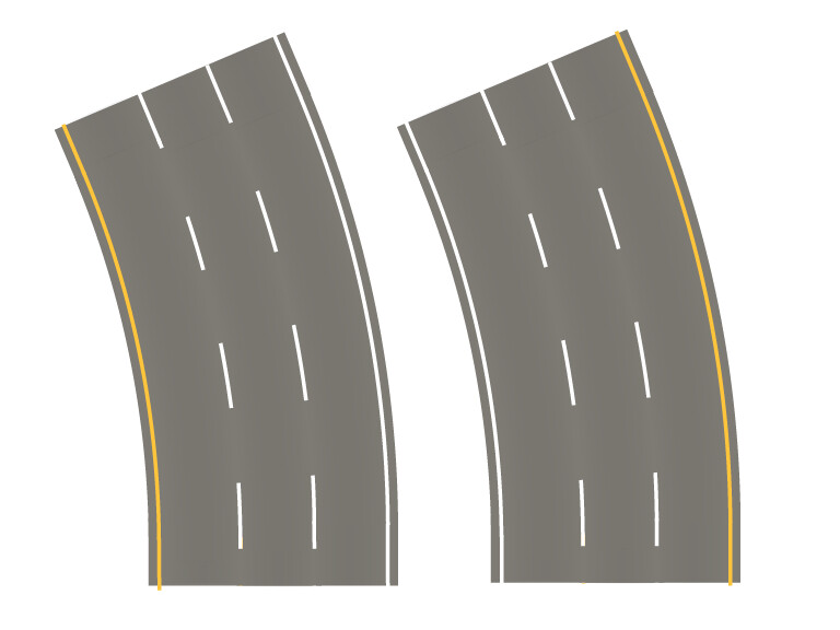 Easy Streets N - Medium Asphalt-Broad Curve 3 Lane Interstate