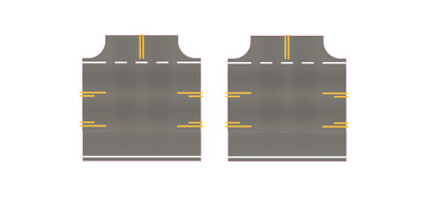 Easy Streets N - Medium Asphalt-3 way Intersection Center Turn Lane