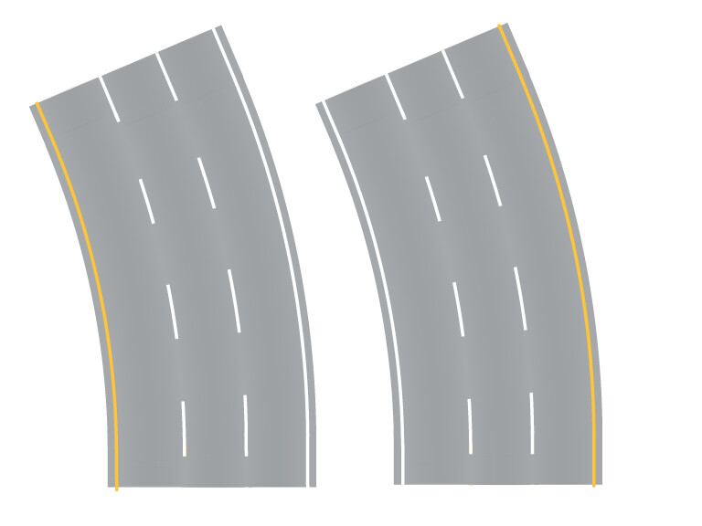 Easy Streets N - Aged Asphalt-Broad Curve 3 Lane Interstate