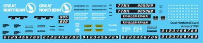 Great Northern Bi-Level Autorack TTBX Decals