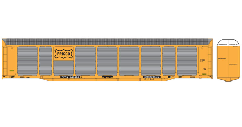 Frisco Bi-Level Autorack TTBX Yellow Decals