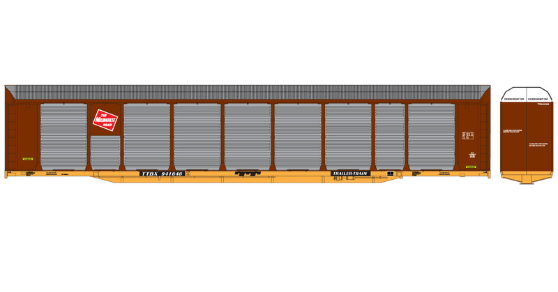 Milwaukee Road Autorack Bi-Level Red Logo Decals
