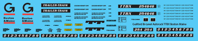 N Scale - Guilford Bi-Level Autorack TTBX Boston Maine Decals