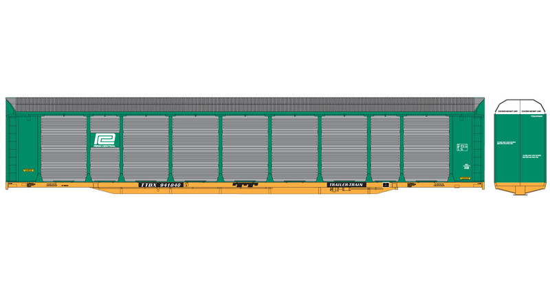 Penn Central Bi-Level Autorack TTBX Medium Logo Decals