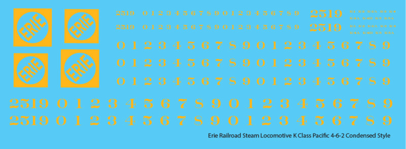 Erie Railroad Steam Locomotive K Class Faded Condensed Logo