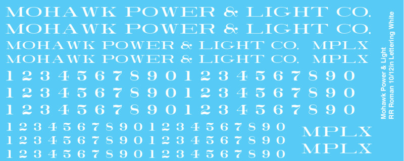 Mohawk Power &amp; Light RR Roman Decals