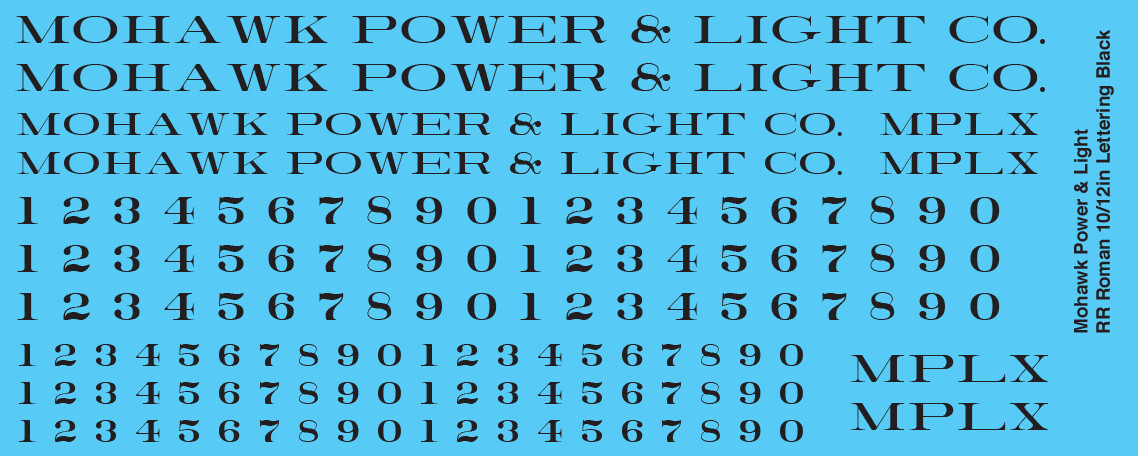 Mohawk Power &amp; Light RR Roman Decals