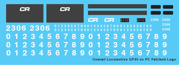 HO Scale - Conrail Locomotive GP35 exPC Patched Logo Decals