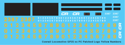 Conrail Locomotive GP35 exPC Patched Logo Yellow Numbers Decals