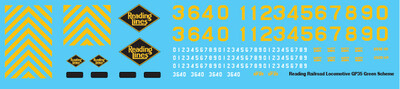 N Scale - Reading Locomotive GP35 Green Scheme Decals