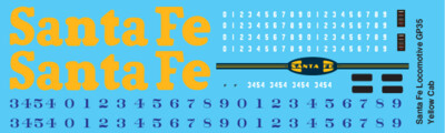 Santa Fe Locomotive GP35 Yellow Cab Decals