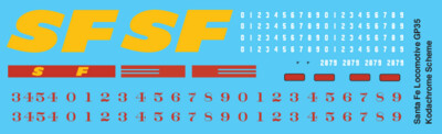 N Scale - Santa Fe Locomotive GP35 Kodachrome Scheme Decals