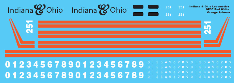 Indiana Ohio Locomotive GP35 Red White Scheme Decals