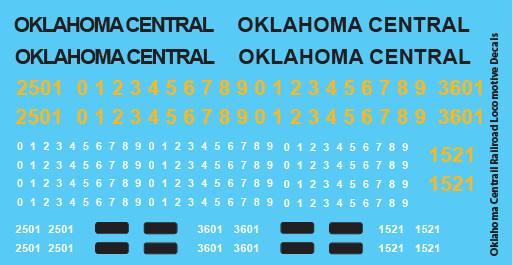 Oklahoma Central Railroad Locomotive Decals