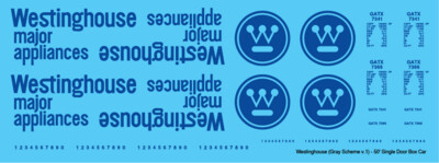 N Scale - Westinghouse Box Car 50ft Gray Scheme v1 Decals
