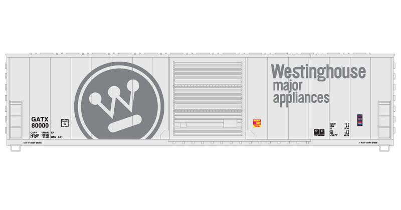 Westinghouse Box Car 50ft Gray Scheme v4 Decals
