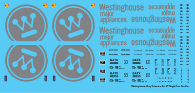 N Scale - Westinghouse Box Car 50ft Gray Scheme v4 Decals