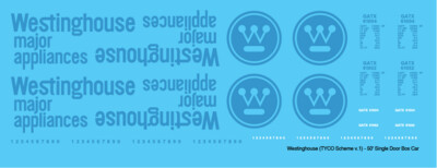 N Scale - Westinghouse Box Car 50ft Tyco Scheme v1 Decals