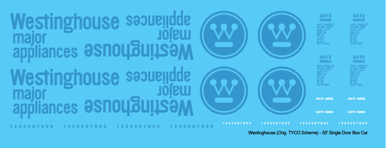 Westinghouse Box Car 50ft Tyco Scheme Original Decals