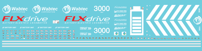 Wabtec GECX 3000 Battery Locomotive Decals