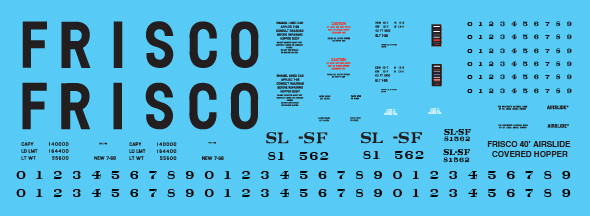 Frisco 40ft Airslide Covered Hopper Decals