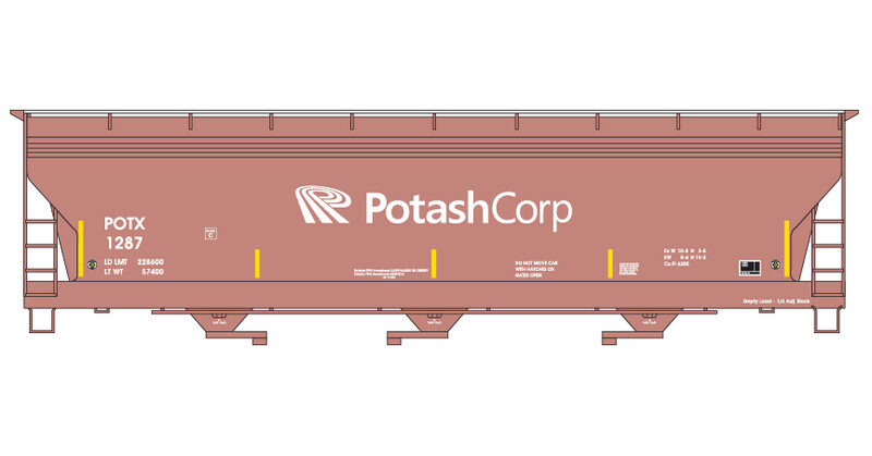 Potash Corp 3 Bay Covered Hopper Decals