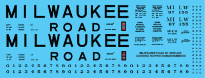 N Scale - Milwaukee Road 40ft Airslide Covered Hopper Decals