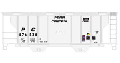 Penn Central Covered Hopper PS2 Sand Service 2 Decals