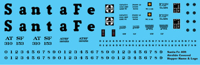 N Scale - Santa Fe 40ft Airslide Cv Hopper Name and Logo Decals