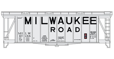 Milwaukee Road 40ft Airslide Covered Hopper Decals