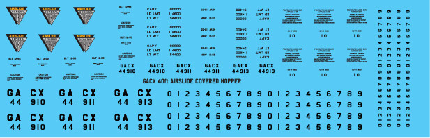 General American (GACX) Airslide Covered Hopper Decals