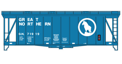 Great Northern 40ft Airslide Covered Hopper Large Blue Logo Decals
