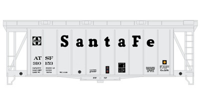 Santa Fe 40ft Airslide Covered Hopper Name and Logo Decals