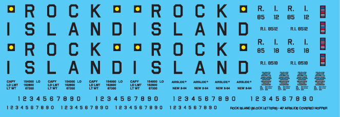Rock Island 40ft Airslide Covered Hopper Block Decals
