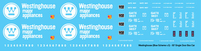 N Scale - Westinghouse 50ft Blue Scheme Box Car v5 Decals