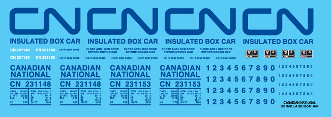 Canadian National 50ft Insulated Box Car Decals