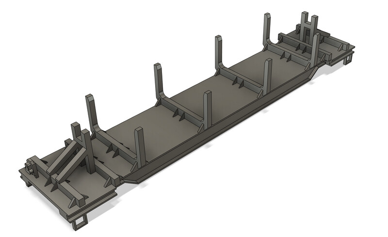 N Scale - Steel Mill Log Bunk Slab Flat Car