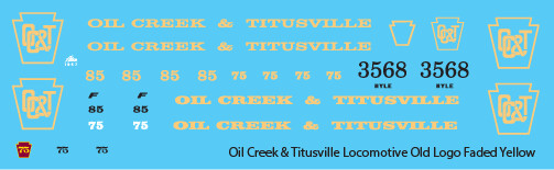 Oil Creek & Titusville Locomotive Decals Faded Old Logo
