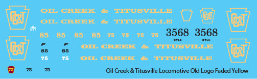 Oil Creek &amp; Titusville Locomotive Decals Faded Old Logo