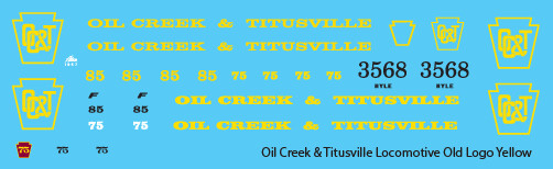 Oil Creek & Titusville Locomotive Decals Old Logo