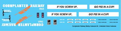 N Scale - Cornplanter Railway Ext Vis Safety Caboose v4 Decals