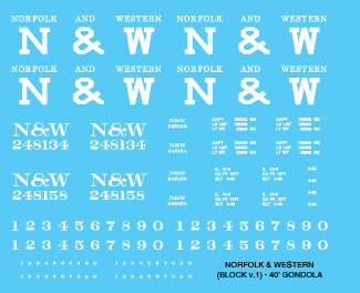 Norfolk Western 40ft Black Gondola v2 Decals