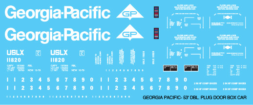 Georgia Pacific Double Plug Door Box Car Decals