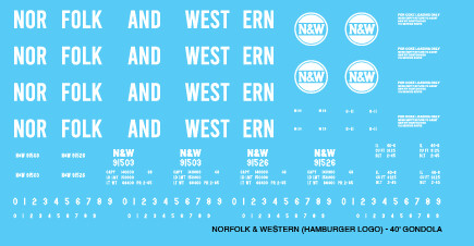 Norfolk Western 40ft Hamburger Logo Gondola Decals