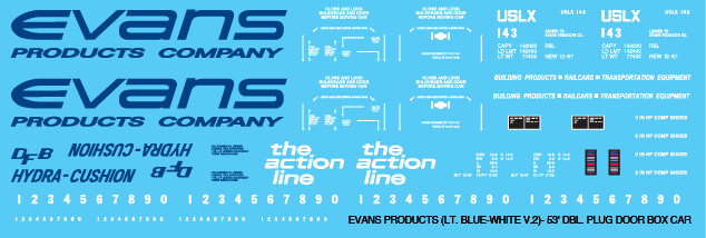 Evans Products Lt Blue White Box Car Decals v2