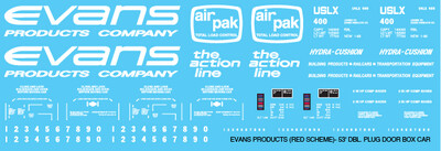 N Scale - Evans Products Red White Box Car Decals
