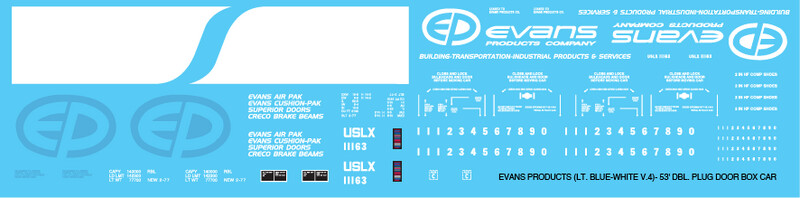Evans Products Lt Blue White Box Car Decals v4
