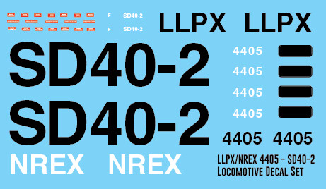 LLPX NREX SD40-2 #4405 Locomotive Decals