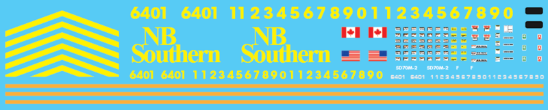 New Brunswick Southern SD70M-2 Locomotive Decals